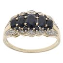 9ct Yellow Gold 0.05ct Diamond and Sapphire Fancy Ring