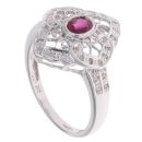 9ct White Gold 0.15ct Diamond And Ruby Ring