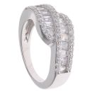 Silver Cubic Zirconia Crossover Ring by Icesia