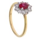 18ct Yellow Gold 0.40ct Diamond And Ruby Cluster Ring