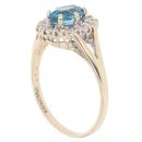 9ct Yellow Gold 0.05ct Diamond And Blue Topaz Cluster Ring