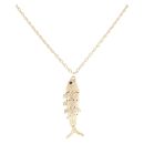 9ct Yellow Gold Red Gemstone Fish Pendant And Chain 18"