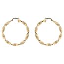 14ct Yellow Gold Greek Key Twist Hoop Earrings
