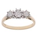 9ct Yellow Gold 0.20ct Brilliant Cut Diamond Trilogy Ring