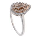 9ct White and Rose Gold 0.90ct Brown and White Diamond Cluster Ring