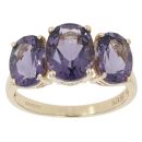 9ct Yellow Gold Three Stone Amethyst Ring