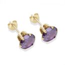 9ct yellow gold 7mm amethyst CZ stud Earrings