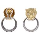 18ct Yellow and White Gold 0.35ct Diamond Big Cat Earrings