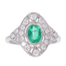 Platinum Emerald and 0.50ct Diamond Ring