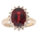 9ct Yellow Gold Garnet and Cubic Zirconia Cluster Ring