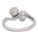 18ct White Gold 1.00ct Brilliant Cut Diamond Two Stone Twist Ring