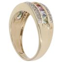 9ct Yellow Gold 0.20ct Diamond and Multi-Gemstone Ring