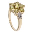 9ct Yellow Gold 0.05ct Diamond and Sphene Cluster Ring