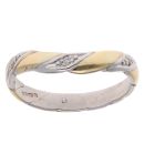 18ct Yellow and White Gold 0.03ct Diamond Wishbone Ring