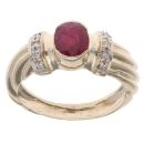 9ct Yellow Gold 0.05ct Diamond And Ruby Ring