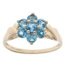 9ct Yellow Gold Blue Topaz Cluster Ring