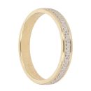 18ct Yellow and White Gold Diamond Cut Patterned Wedding Band 3mm