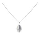 Silver Patterned Oval Locket And Chain 20" By Icesia
