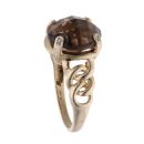 9ct Yellow Gold Smokey Quartz And 0.02ct Diamond Ring