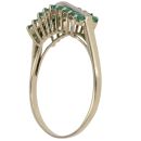 9ct Yellow Gold 0.10ct Diamond and Emerald Three Row Ring