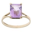 9ct Yellow Gold Amethyst Single Stone Ring