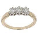 9ct Yellow Gold 0.50ct Brilliant Cut Diamond Trilogy Ring