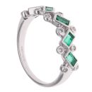 9ct White Gold 0.10ct Diamond and Green Gemstone Fancy Ring