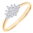 9ct Yellow Gold Diamond Cluster Ring