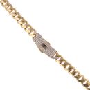 14ct Yellow Gold Monaco Classic Pave Lock Curb Chain 16"