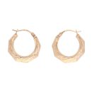 9ct Yellow Gold Patterned Creole Earrings