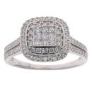 18ct White Gold 1.00ct Princess and Brilliant Cut Diamond Cluster Ring