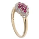9ct Yellow Gold 0.10ct Diamond and Ruby Cluster Ring