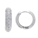 Silver Stone Set Chunky Huggies Hoop Earrings By Icesia