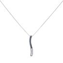 9ct White Gold Cubic Zirconia Wave Pendant and Curb Chain 18"