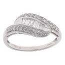 9ct White Gold 0.33ct Emerald And Brilliant Cut Diamond Ring