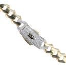 14ct Yellow Gold Monaco Curb Edge Cubic Zirconia Pave Lock Chain 24"