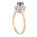 18ct Yellow Gold Sapphire and 0.03ct Diamond Cluster Ring