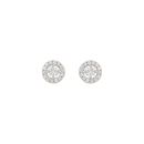 Sterling Silver Round Cubic Zirconia Halo Stud Earrings