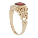 9ct Yellow Gold Patterned Garnet Ring