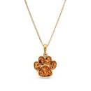 18ct Yellow Gold on Sterling Silver Baltic Amber Animal Dog Paw Print Pendant Necklace