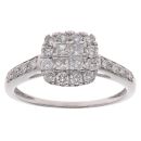 18ct White Gold 0.85ct Brilliant And Princess Cut Diamond Cluster Ring