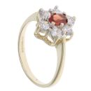 9ct Yellow Gold Garnet And Cubic Zirconia Cluster Ring