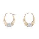 9ct Yellow Gold Oval Cubic Zirconia Hoop Earrings