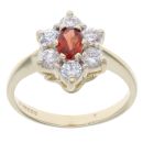9ct Yellow Gold Garnet And Cubic Zirconia Cluster Ring
