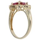 9ct Yellow Gold Ruby And Cubic Zirconia Floral Cluster Ring