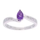 9ct White Gold Amethyst and Diamond Pear Twist Ring