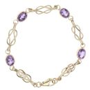 9ct Yellow Gold Amethyst Bracelet 7"