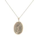 9ct Yellow Gold Patterned Locket Pendant And Chain 16"