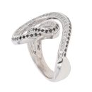 18ct White Gold 0.55ct Brilliant Cut Black And White Diamond Fancy Wave Ring