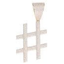 9ct Yellow Gold Cubic Zirconia Hashtag Pendant